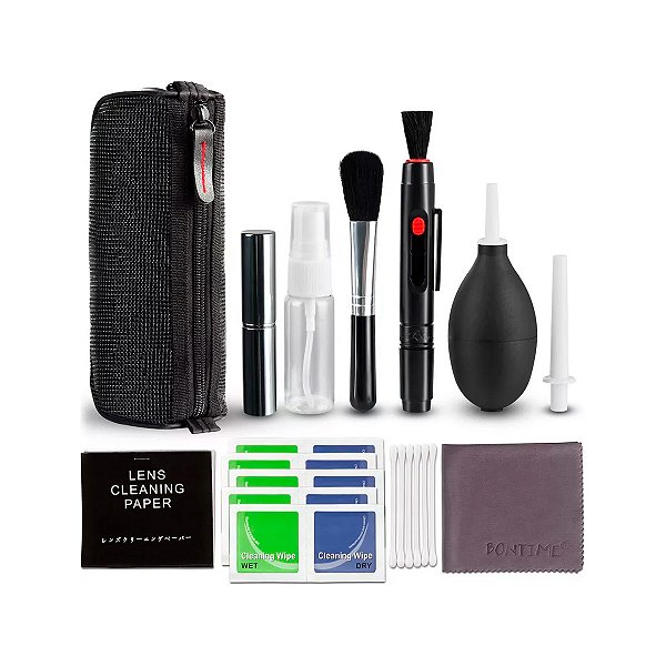 Kit Limpeza Para Câmeras E Lentes 18 Peças Com Estojo