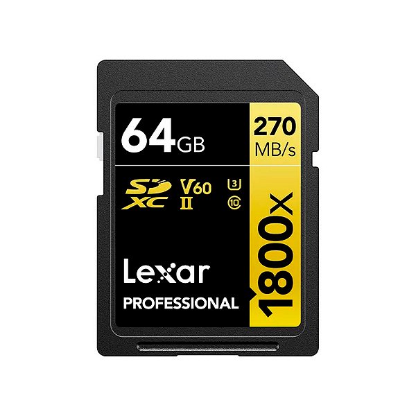 Cartão De Memória Lexar 64gb 1800x Uhs-ii Sdhc V60 270mb/s