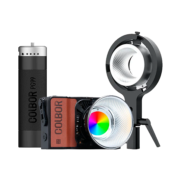 Iluminador W60R RGB Pocket + Grip Bateria + Adaptador Bowens