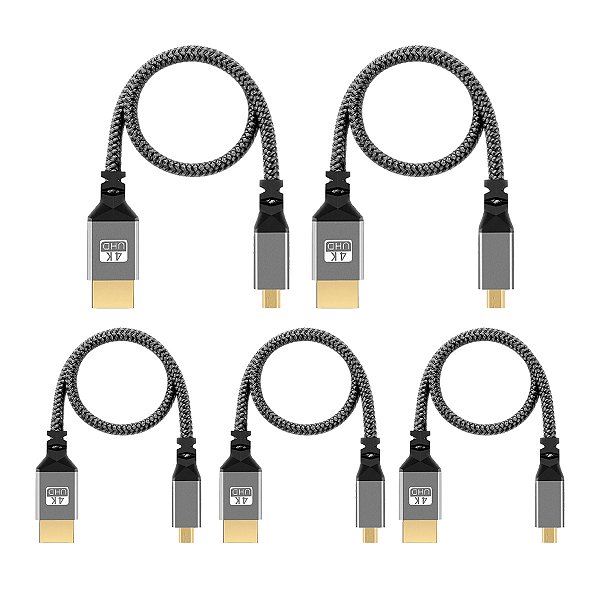 Kit 5 Cabo Hdmi Para Hdmi De 30cm Para 4k 60hz Nailon