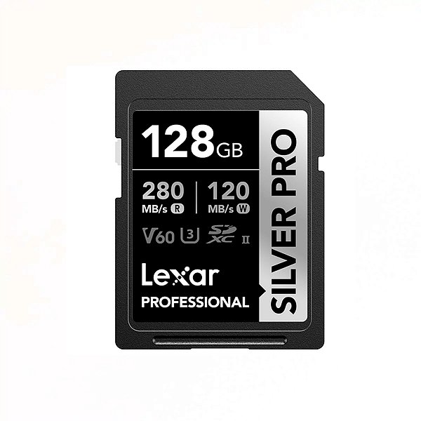 Cartão de Memória Lexar SDXC  V60 Silver Pro 128gb 280mbs