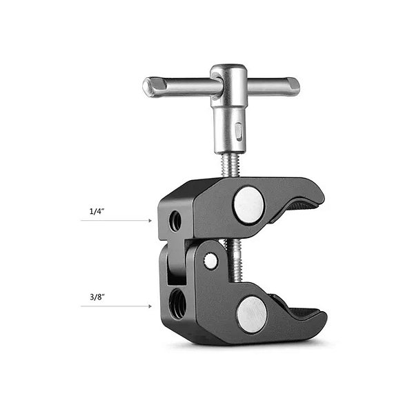 Garra Braçadeira Clamp Com Roscas 1/4 E 3/8 P/ Estúdio Preto