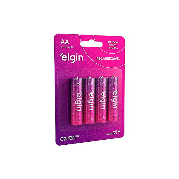 Pilha Recarregável Aa 2700mah Blister Com 4 Elgin - Original