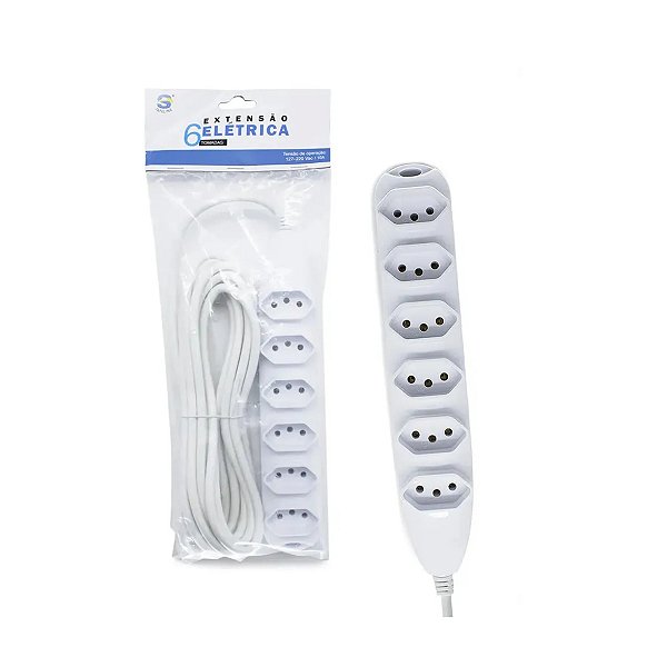 Extensão Elétrica 6 tomadas de 1,5m / 127-250v  Vac 10A Knup