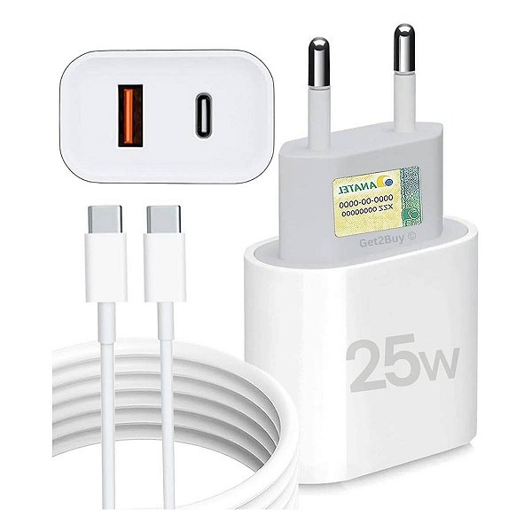 Kit Carregador Turbo 25w USB Saída USB-C type C LEY-182