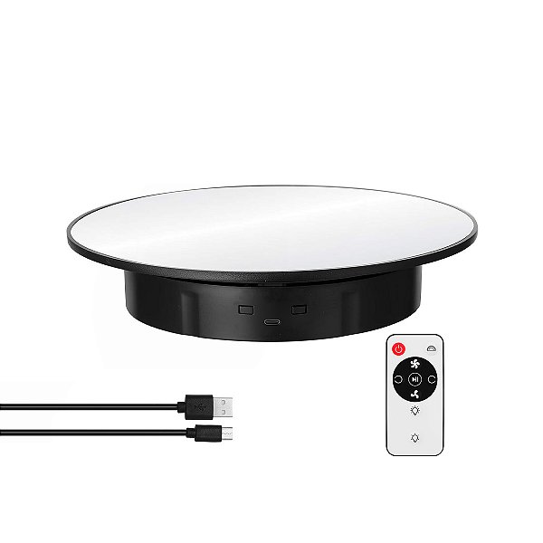 Expositor De Objeto Giratório 360° Espelhado 32cm + Controle