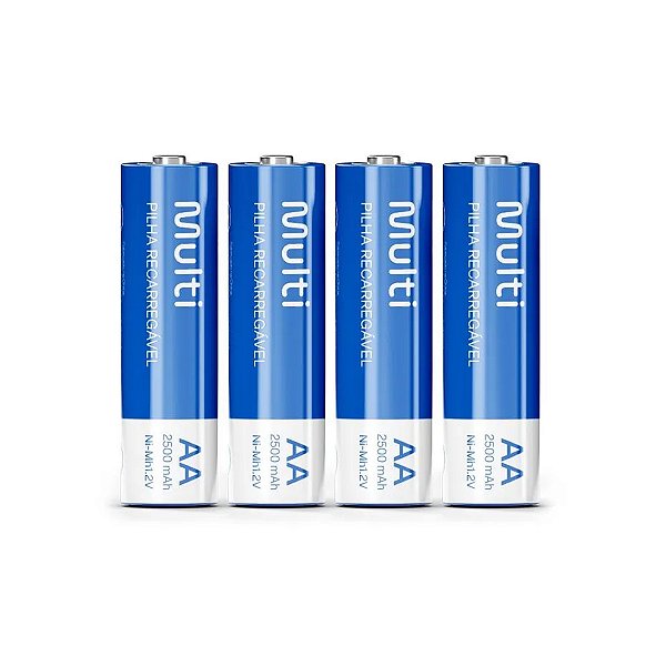 Pilhas Recarregáveis AA 2500mAh com 4 Unidades Multilaser