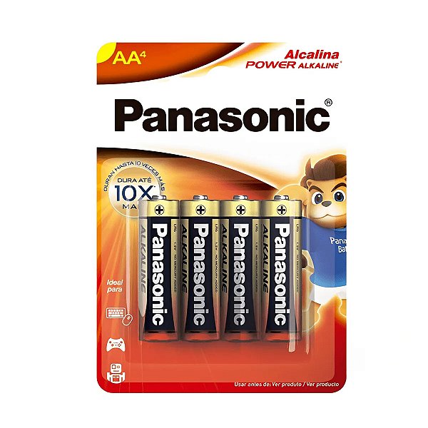 Pilha Alcalina AA Cartela 4 Unidades Panasonic 1.5v
