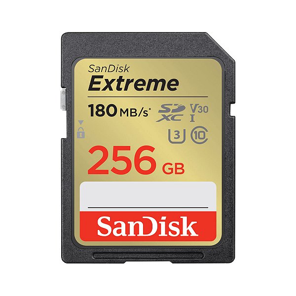 Cartão De Memória SanDisk Extreme 256GB 180MB/s SDXC UHS-I