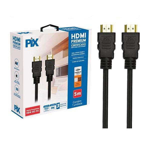 Cabo HDMI com Certificado High Speed com Ethernet - 5 Metros