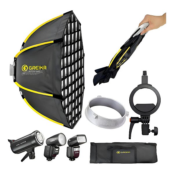 Softbox Parabólico Bowens/Speedlite 65cm Com Grid GKH-65