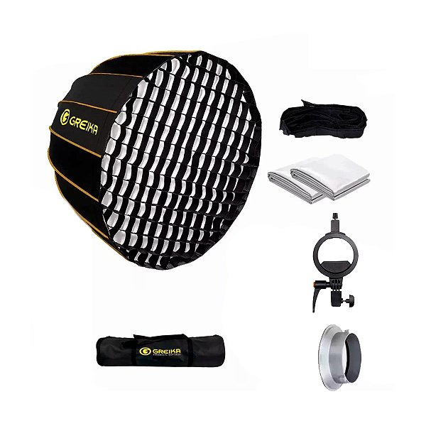 Softbox Parabólico Bowens/Speedlite 90cm Com Grid GKH-90