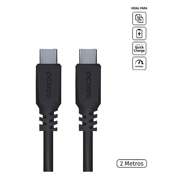 CABO USB TIPO-C P/ USB TIPO-C 2.0  2 METROS - PUCP-02 PCYES