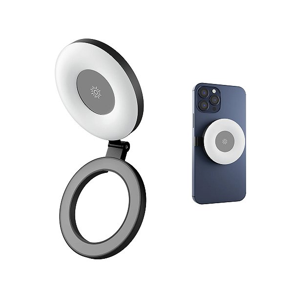 Mini Led Magnético Com Espelho Imã Magsafe Celular Selfie