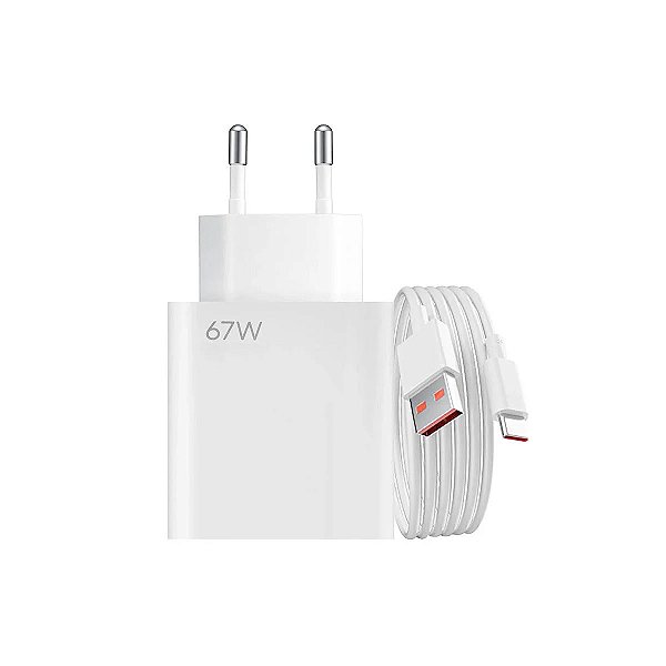 Carregador Turbo Rápido Xiaomi Usb 67w + Cabo Usb-C