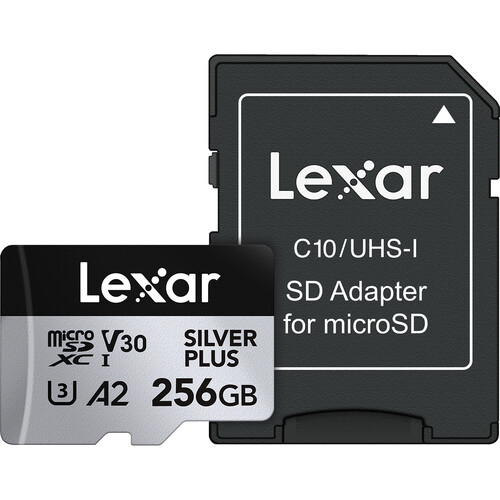 Cartão de Memória Lexar Silver Plus 256GB microSDXC 205MB/s