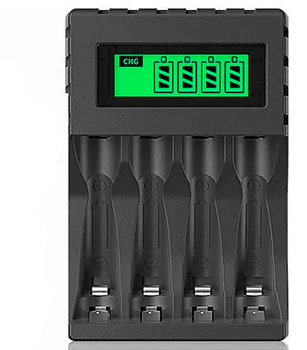 Carregador de Pilhas P/4 AA e AAA Republic PJ-LCD005 USB