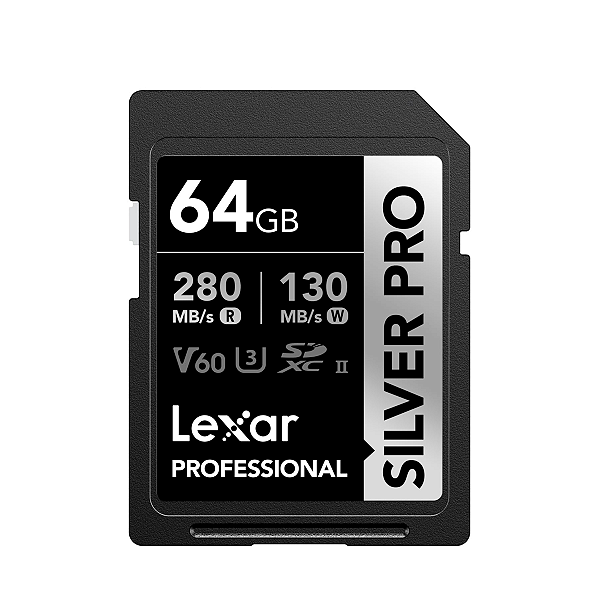 Cartão de Memória Lexar SDXC  V60 Silver Pro 64gb 280mbs