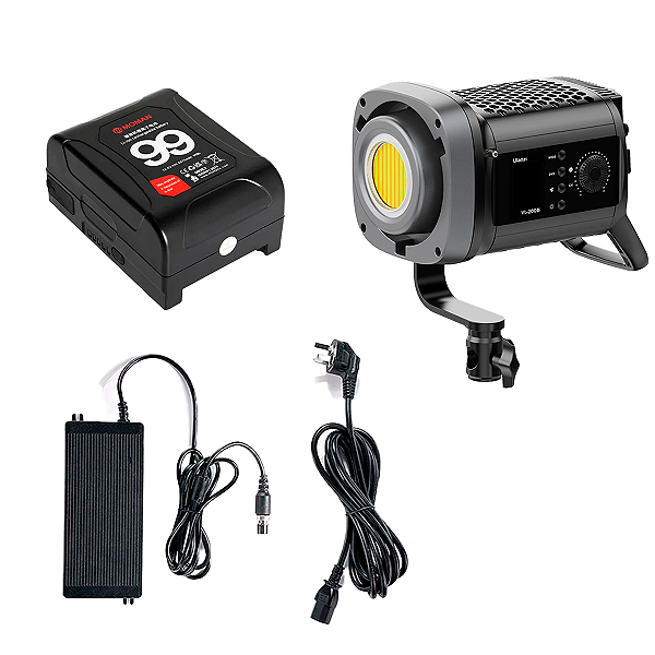 Kit Iluminador Ulanzi Vl-200bi + Bateria V-mount 99W + Fonte