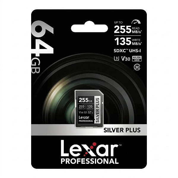 Cartão de Memória Lexar 64gb 4k V30 255mbs Profissional
