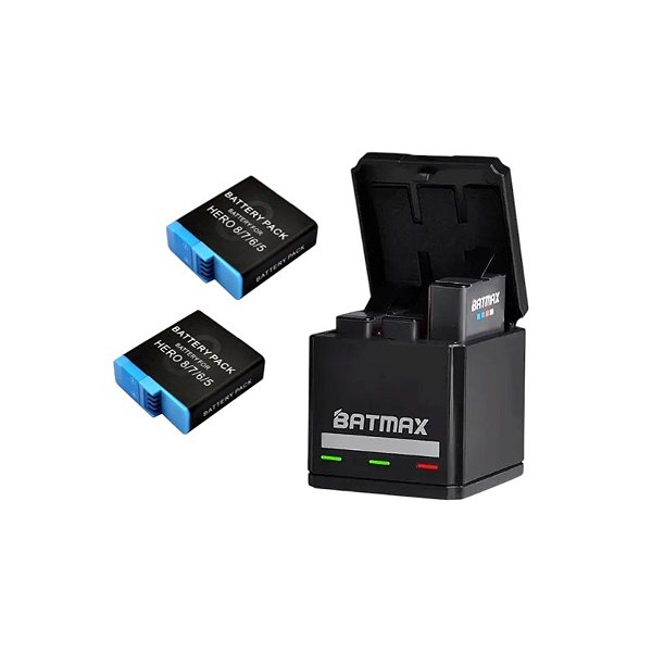 2 Bateria Mamen + Carregador Batmax De Gopro Hero 5, 6, 7 e 8