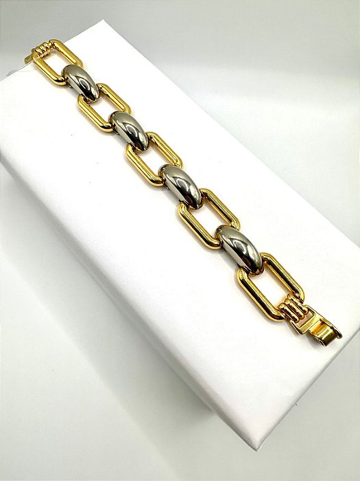 Pulseira duo color ouro e prata