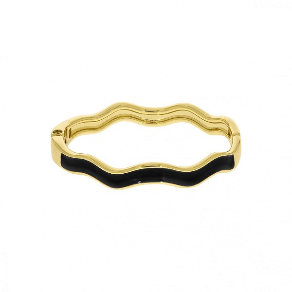 Pulseira ondas com resina em preto