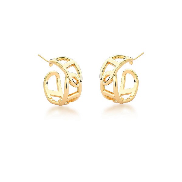 Brinco argola com elos vazados