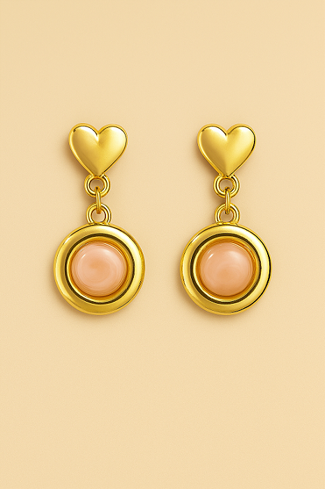 Brinco com quartzo rosa