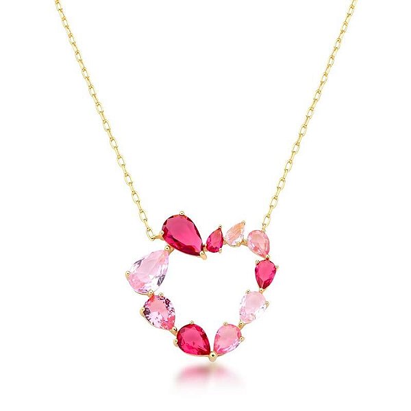 Colar com cristais em coração