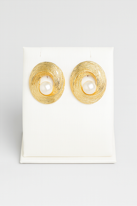 Brinco espiral com pérola