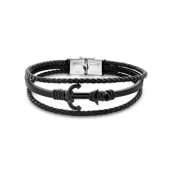 Pulseira masculina com âncora em aço