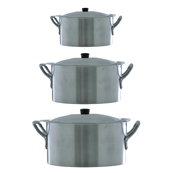 kit 3 Caçarolas Aluminio Hotel/Restaurante N°28,32e36 Extra