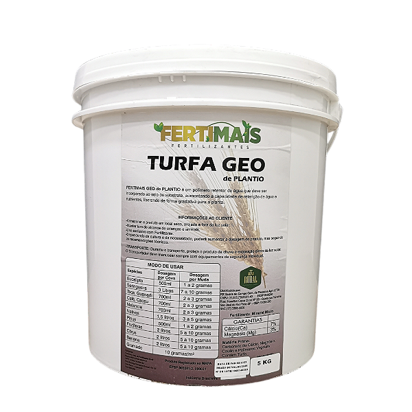 TURFA GEO DE PLANTIO - Adubo em SAIS via Solo  Polímero retentor de água da FERTIMAIS 5 kg