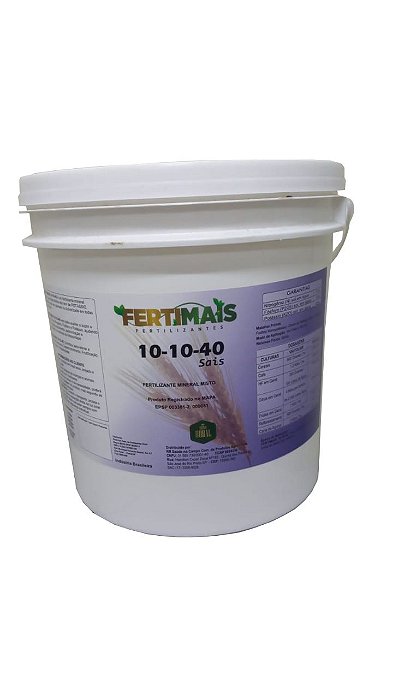 10.10.40 em SAIS - Fertilizante Mineral Misto Foliar = POTÁSSIO + Nitrogênio + Fósforo  da FERTIMAIS