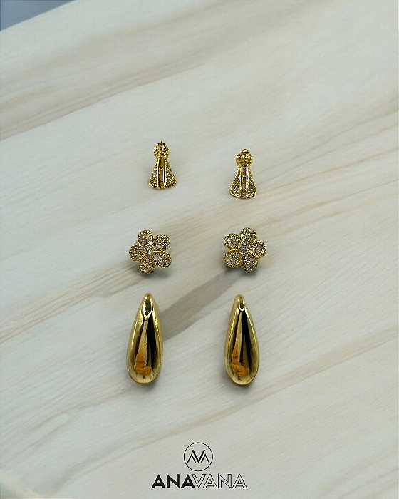 Trio Brinco Gota Nsa Flor