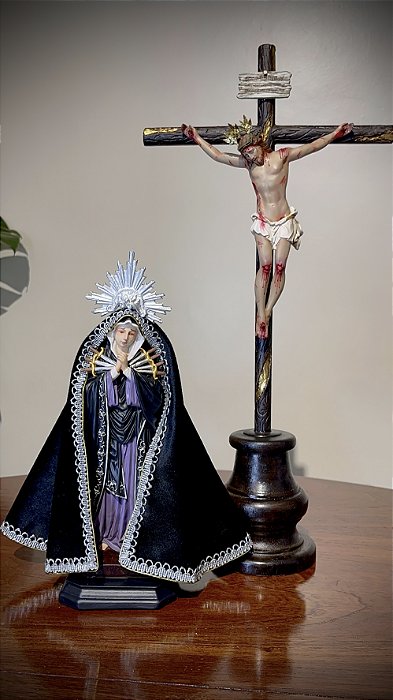 Conjunto Calvário - Crucifixo Santo Lenho chagado + Nossa Senhora das Dores