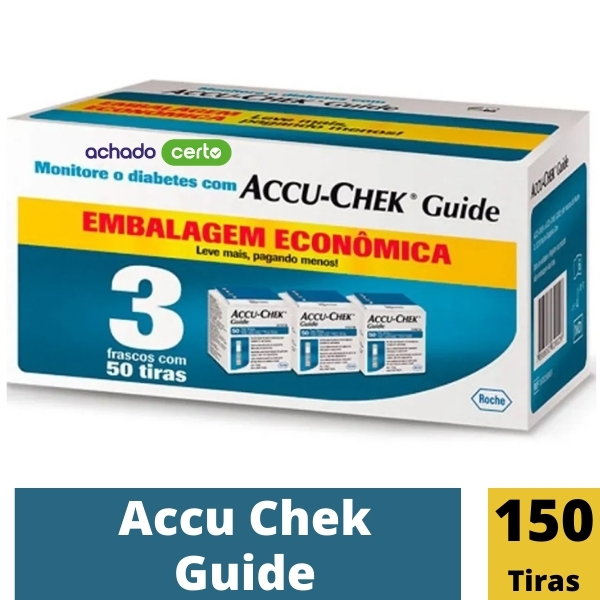 Accu Chek Guide Reagentes Glicemia Com 150 Tiras - Kit Econômico