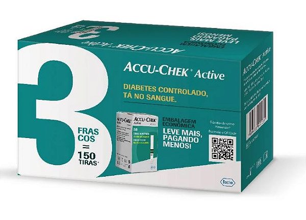 Accu Chek ACTIVE Reagentes Glicemia Com 150 Tiras - Econômico