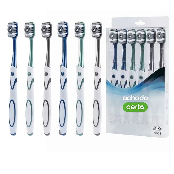Escova Dental Cerdas Médias Duras Para Adultos Com 6und