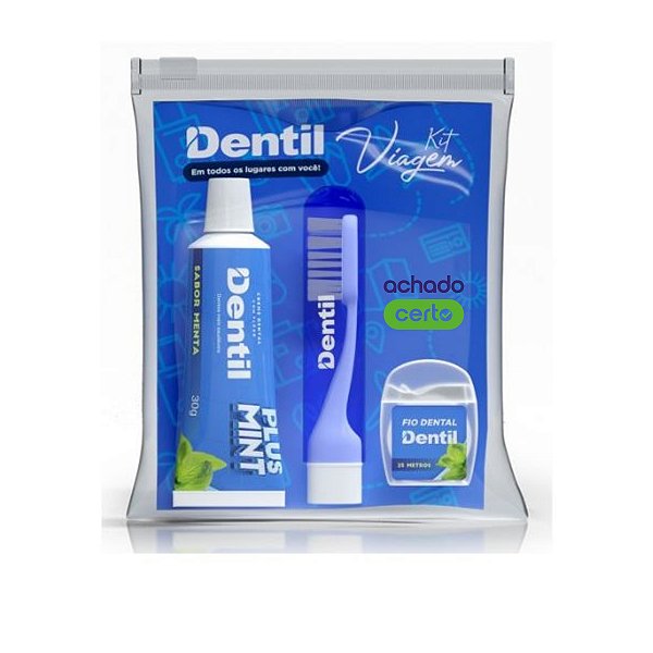Kit Dentil Viagem - Pasta De Dente Fio Dental Escova Dental