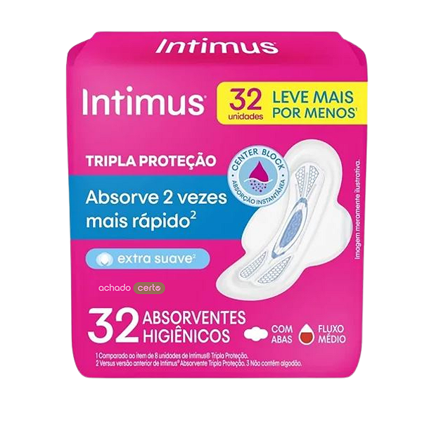 Absorvente IntimusTripla Proteção Com Abas Extra Suave 32und