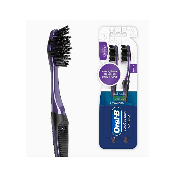 Escova Oral-B 5 Ações Com Carvão Macia Gengiva e Língua 2und