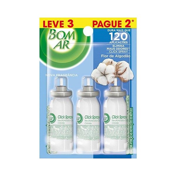Bom Ar Flor de Algodão Combate Maus Odores Kit com 3und