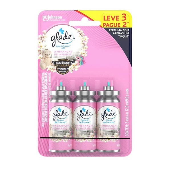 Glade Lembranças de Infância Toque de Frescor Kit 3 Refil