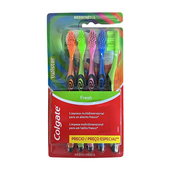 Escova Colgate Twister Fresh Média com 4 Escovas