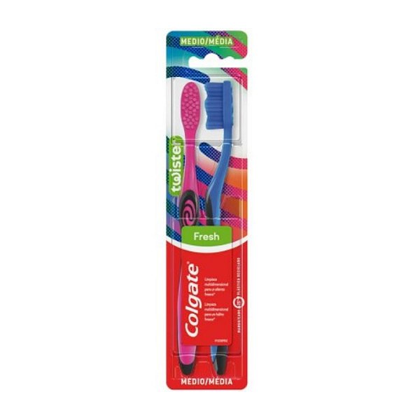 Escova Colgate Twister Fresh Média com 2 Escovas