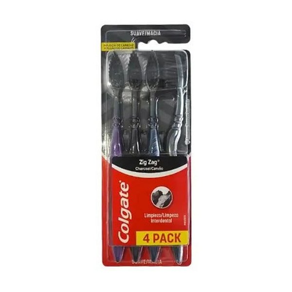 Escova Colgate Zig Zag Limpeza Interdental Com Carvão 4unds