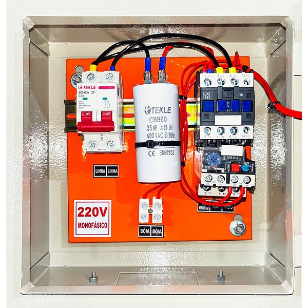 Painel  P/ bomba submersa 1,5CV mono 220V 3 Fios - CAP Permanente