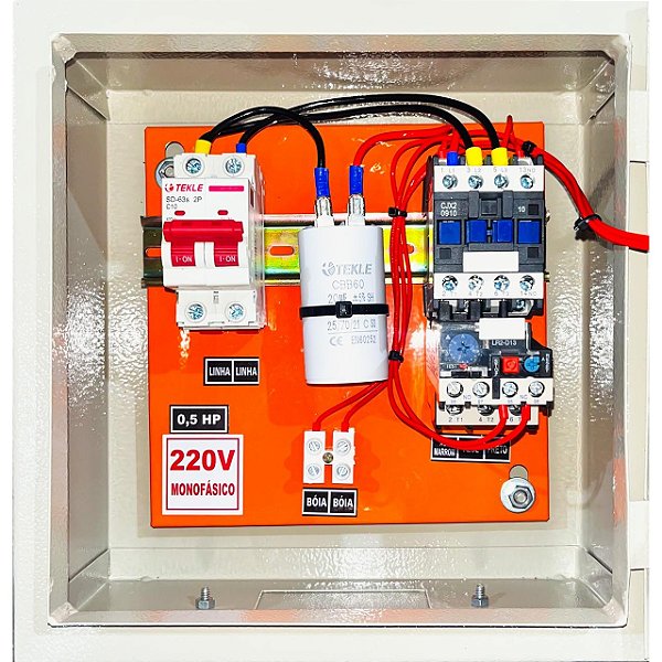 Painel  P/ bomba submersa 0,50CV mono 220V 3 fios -CAP Permanente